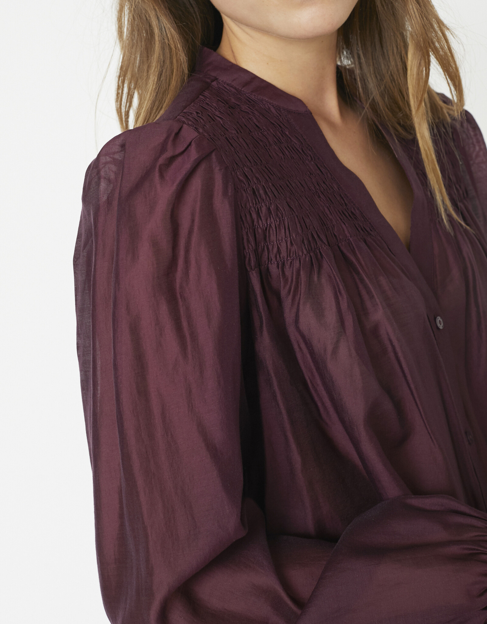 Co'Couture Taffy Smock V-Shirt Winered