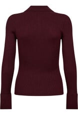 Co'Couture Bonny Polo LS Knit Winered