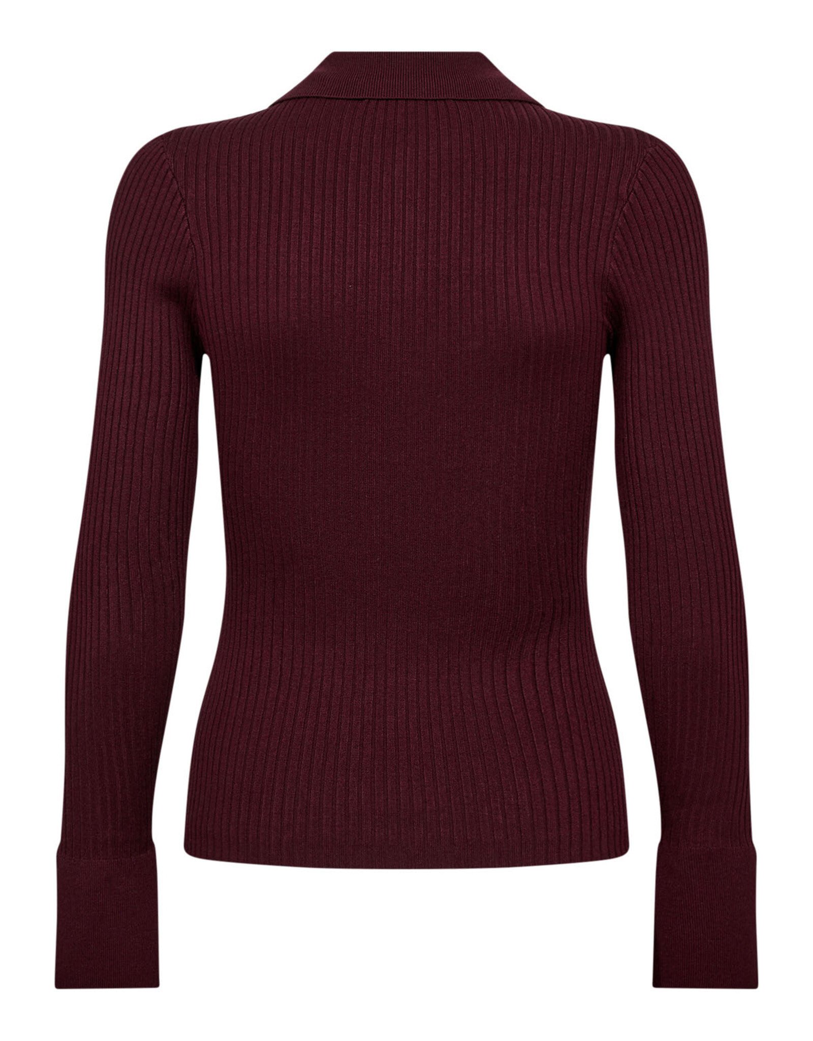 Co'Couture Bonny Polo LS Knit Winered