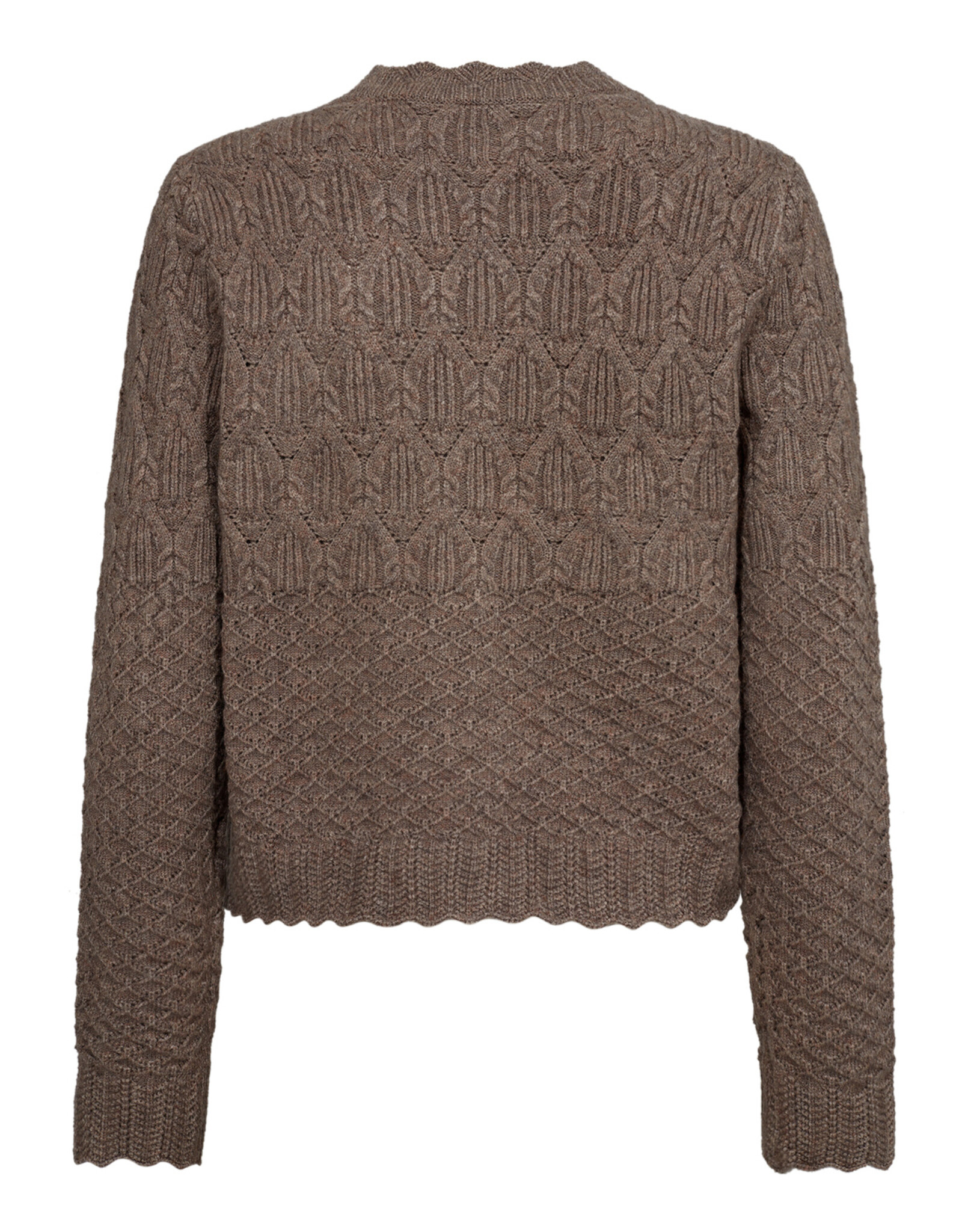 Co'Couture Pointelle Cardigan Walnut