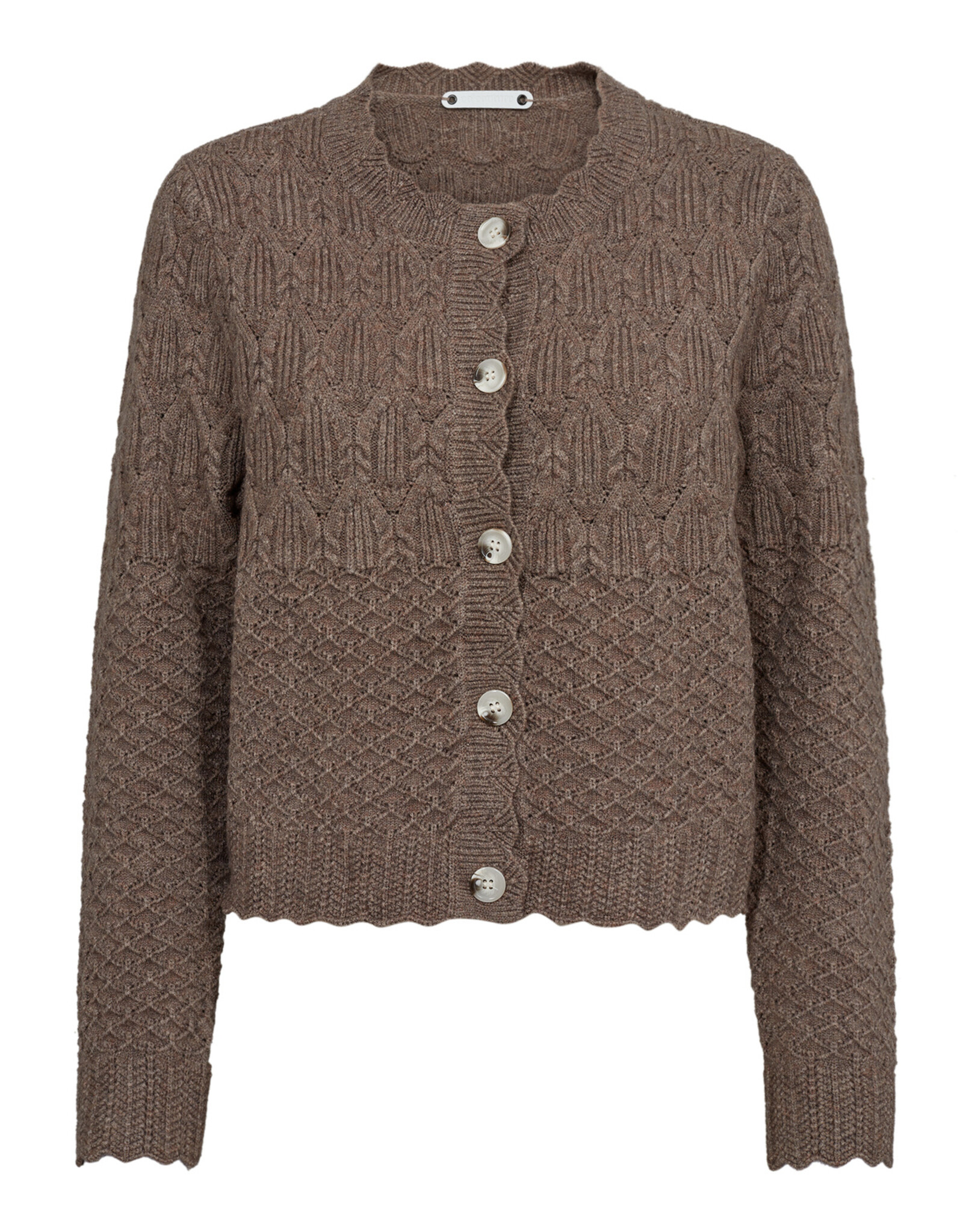 Co'Couture Pointelle Cardigan Walnut
