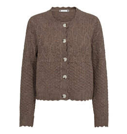 Co'Couture Pointelle Cardigan Walnut