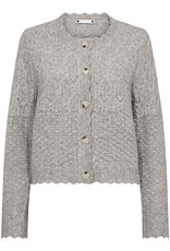 Co'Couture Pointelle Cardigan Pale Grey