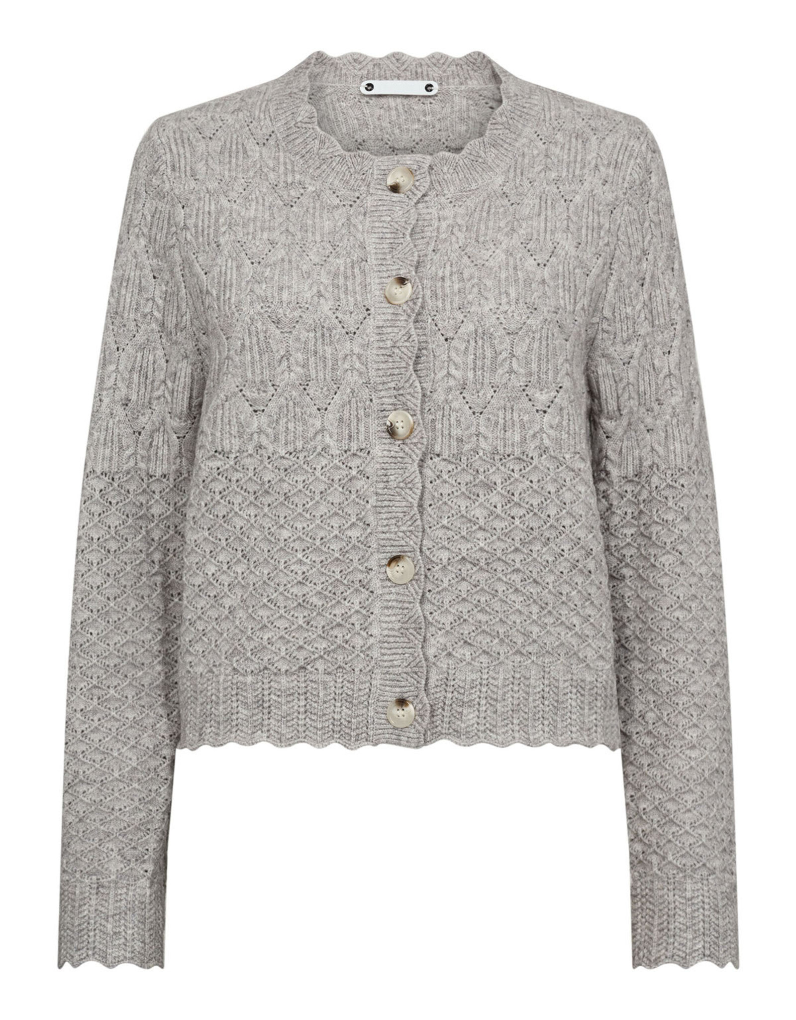Co'Couture Pointelle Cardigan Pale Grey