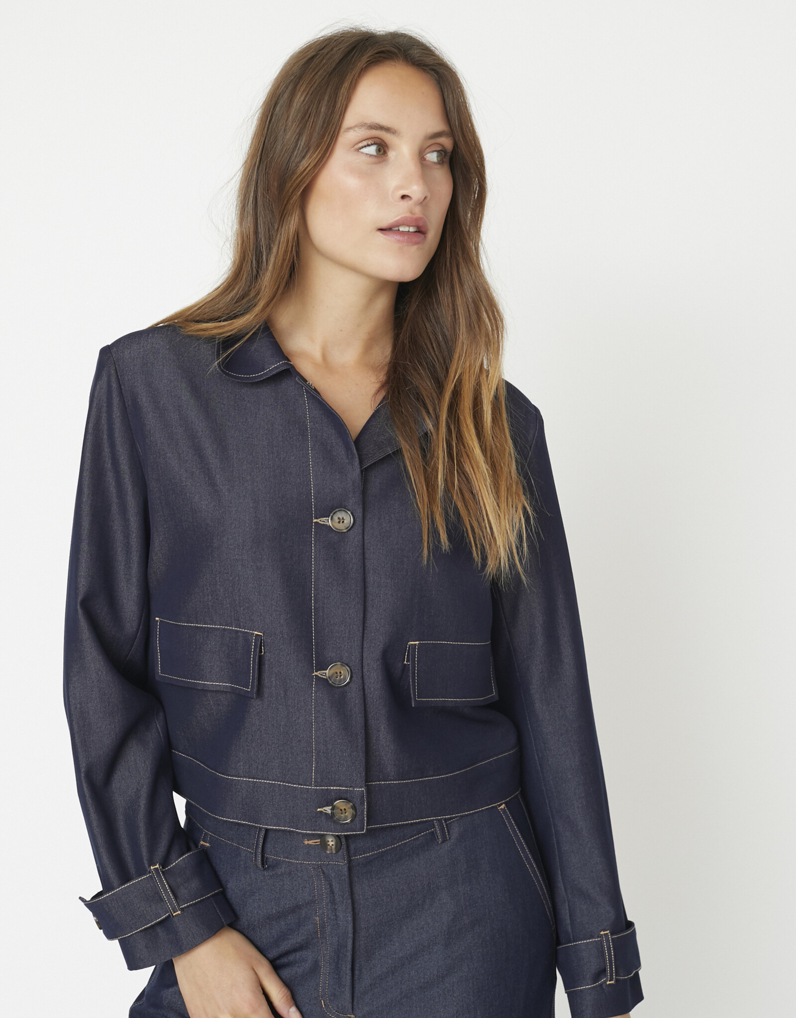 Co'Couture Terry Denim Jacket Dark Denim