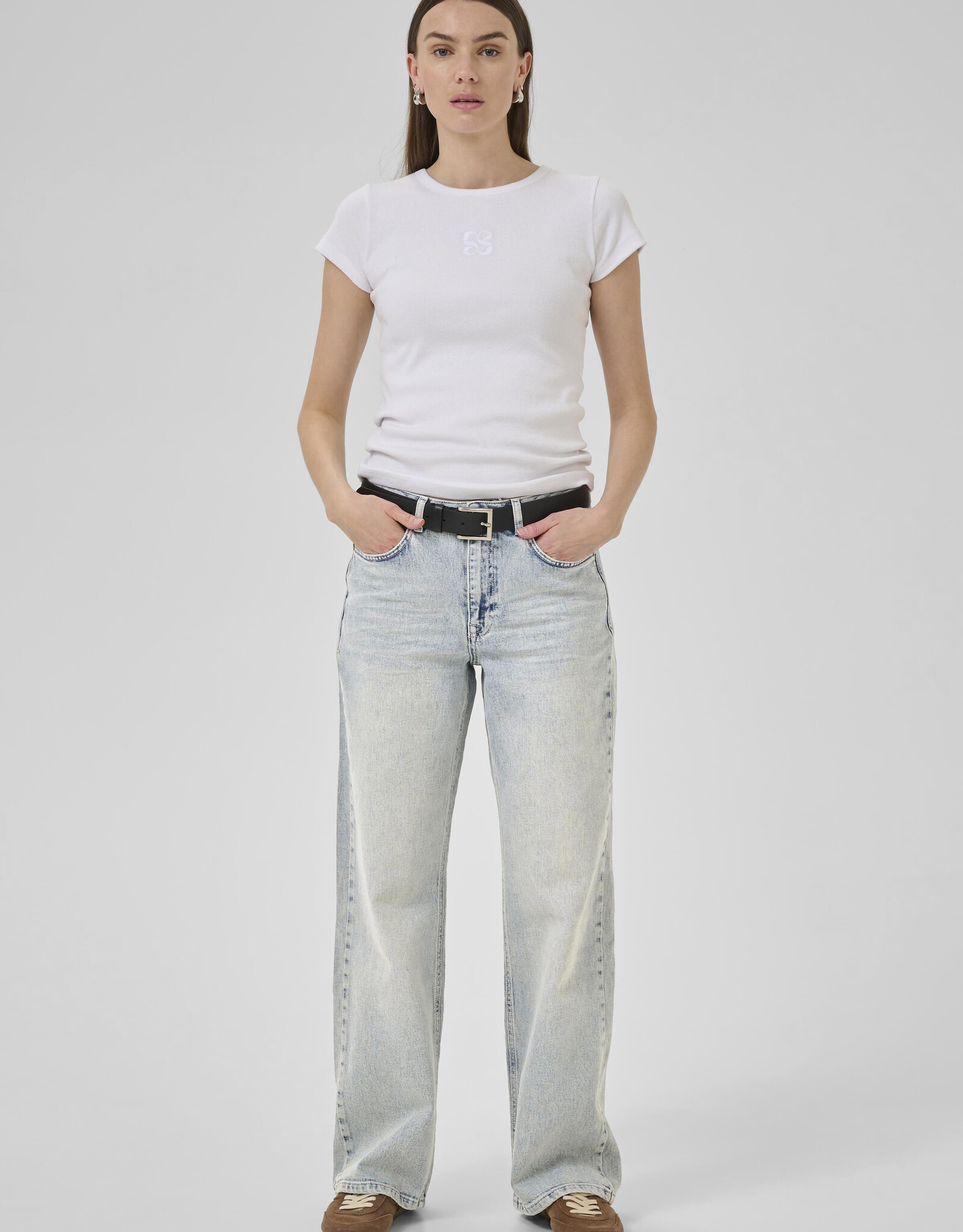 My Essential Wardrobe The Louis 139 High Wide Light Blue Dirty Wash L32