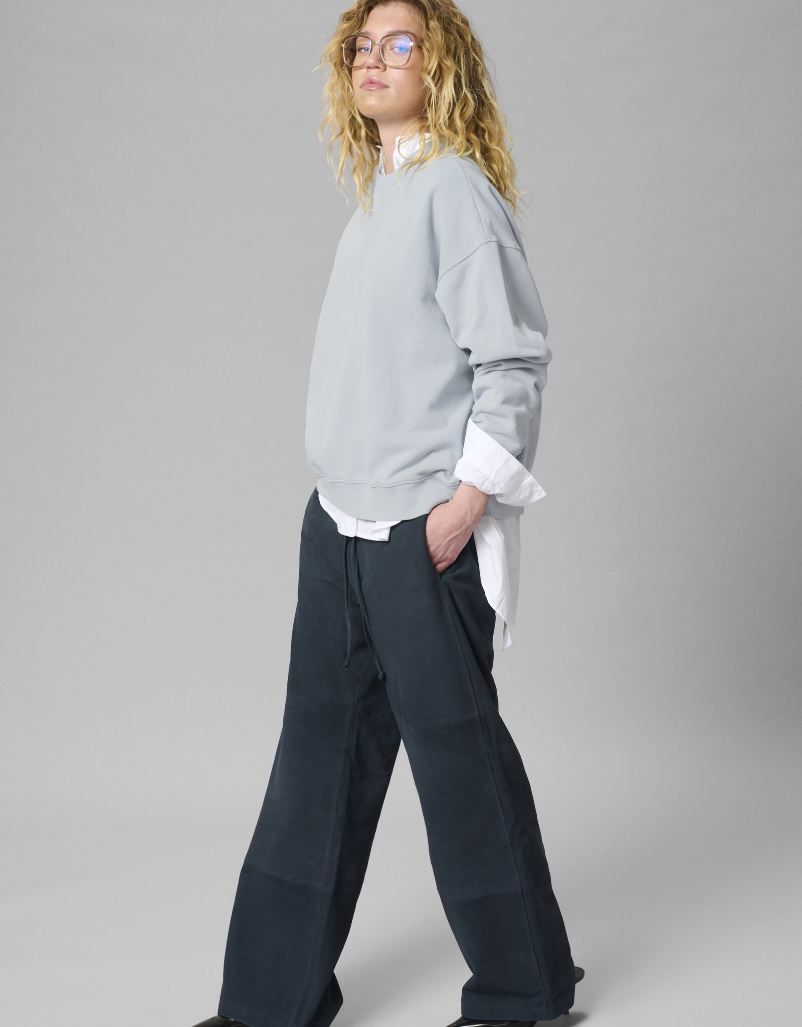 My Essential Wardrobe Diego Logo Embroidery Sweat  Pearl Blue