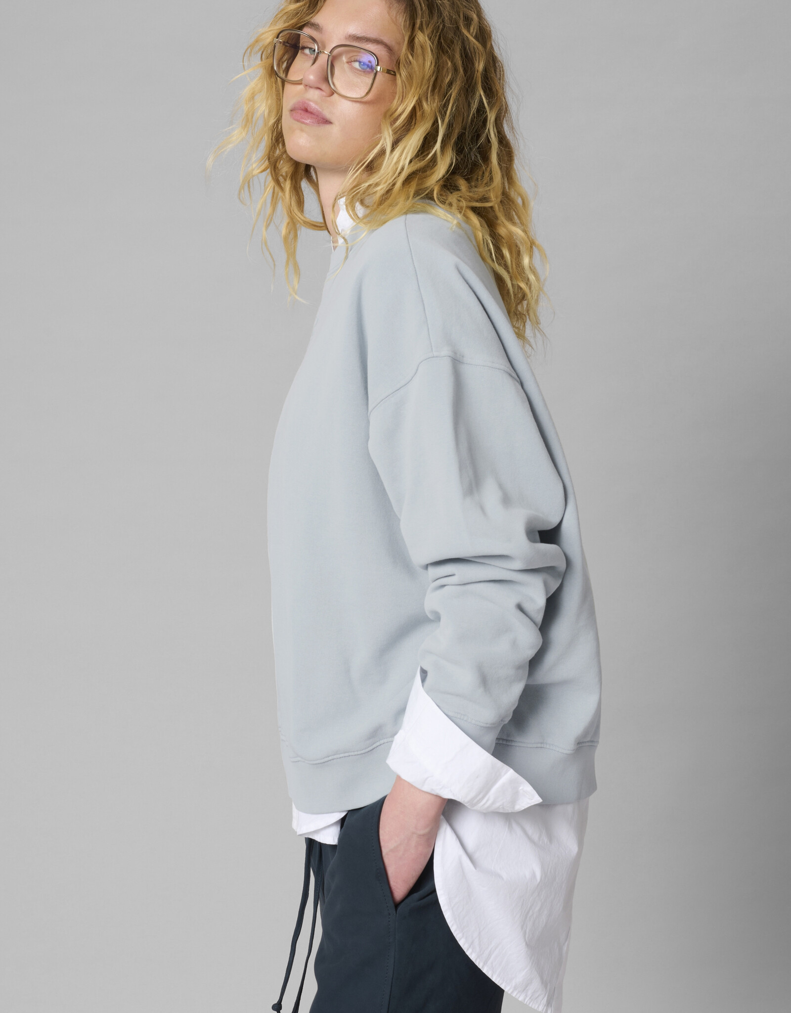 My Essential Wardrobe Diego Logo Embroidery Sweat  Pearl Blue