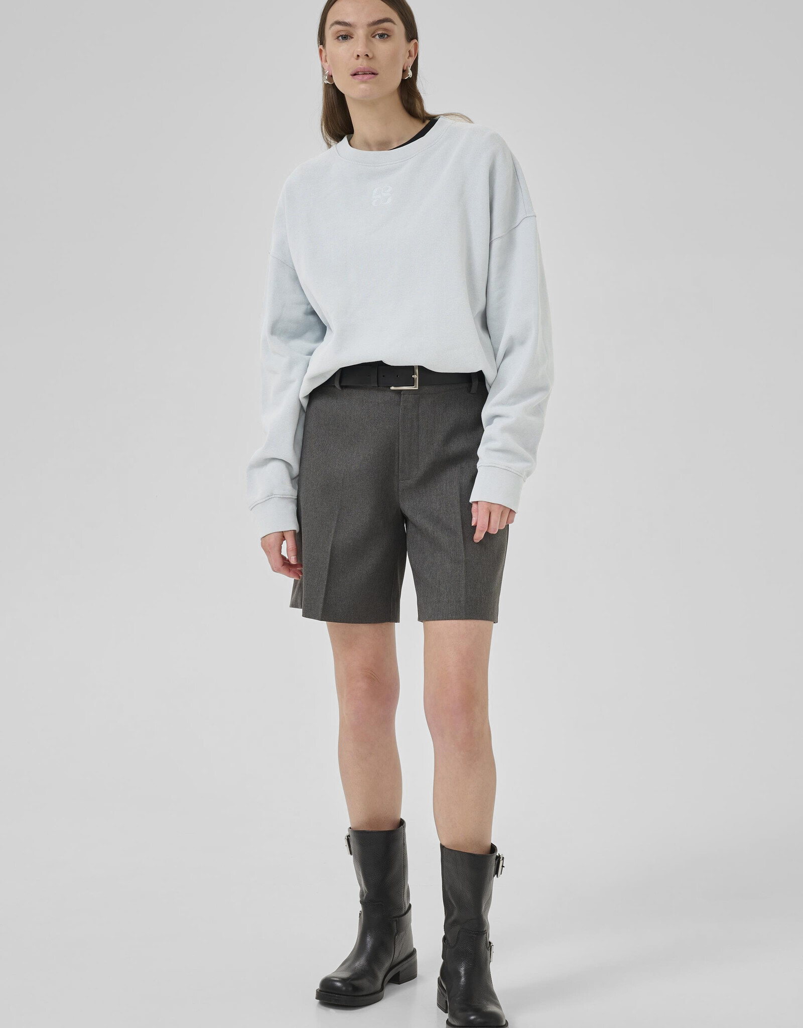 My Essential Wardrobe Diego Logo Embroidery Sweat  Pearl Blue