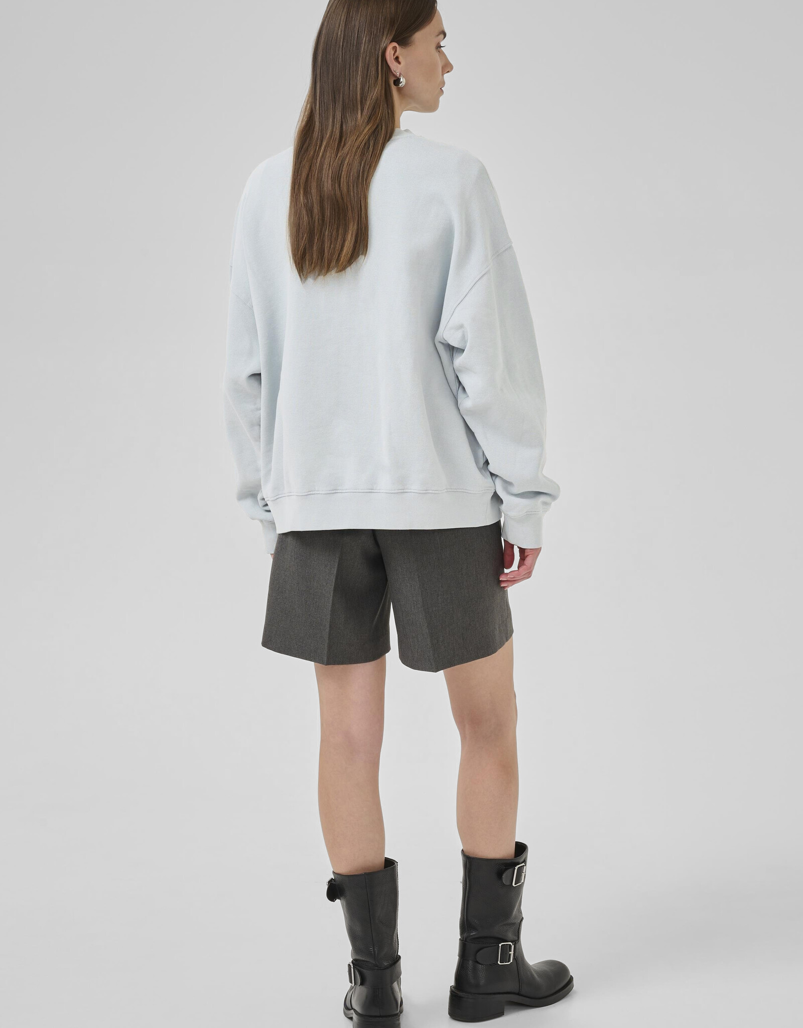 My Essential Wardrobe Diego Logo Embroidery Sweat  Pearl Blue