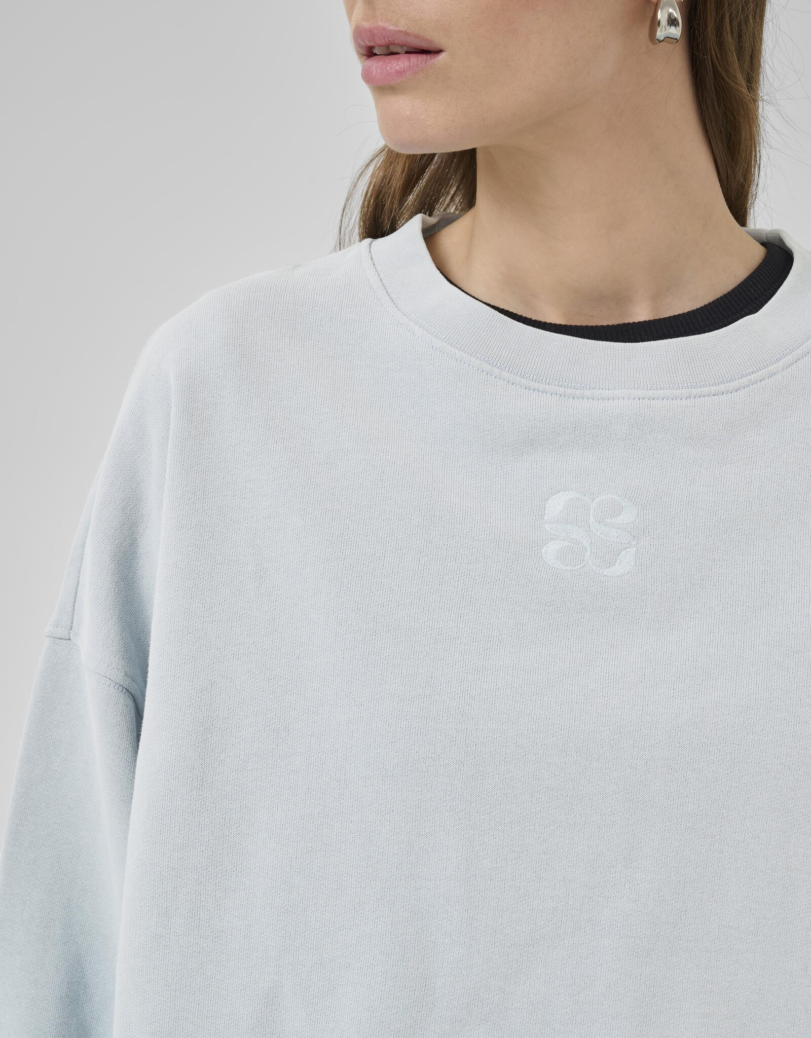 My Essential Wardrobe Diego Logo Embroidery Sweat  Pearl Blue