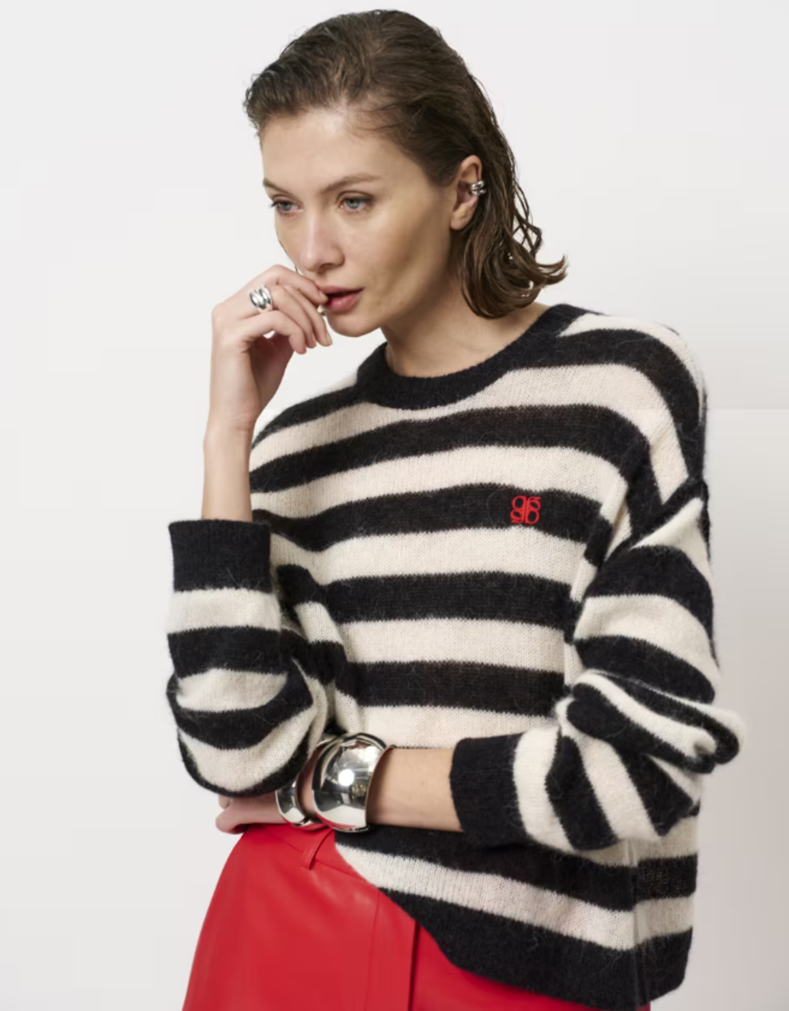 Dante 6 Ariama Stripe Sweater Black Cream