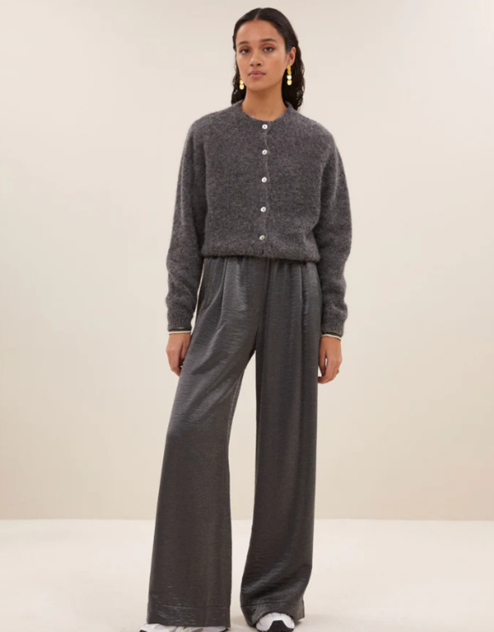 By Bar Cleo Natural Cardigan Dark Grey Melee