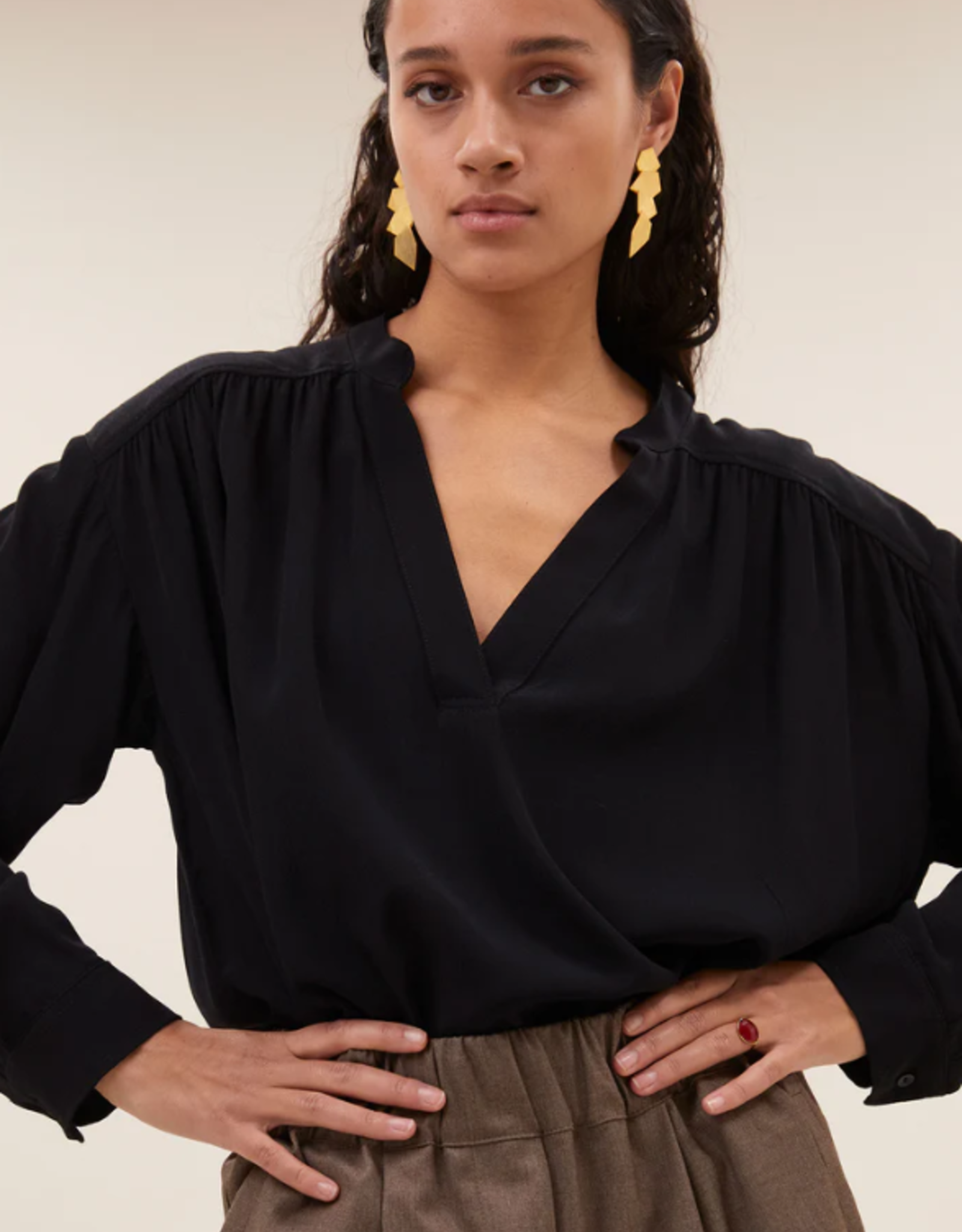 By Bar Meja Viscose Blouse Jet Black