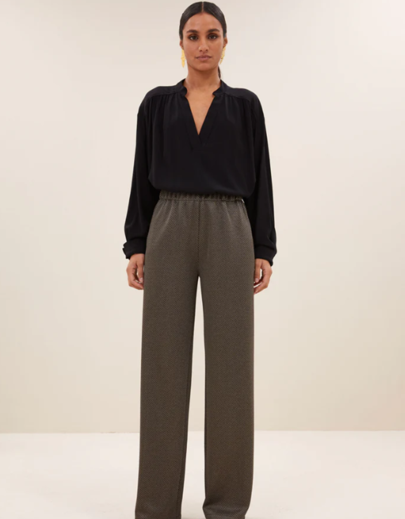 By Bar Lissa Herringbone Pants Biscuit