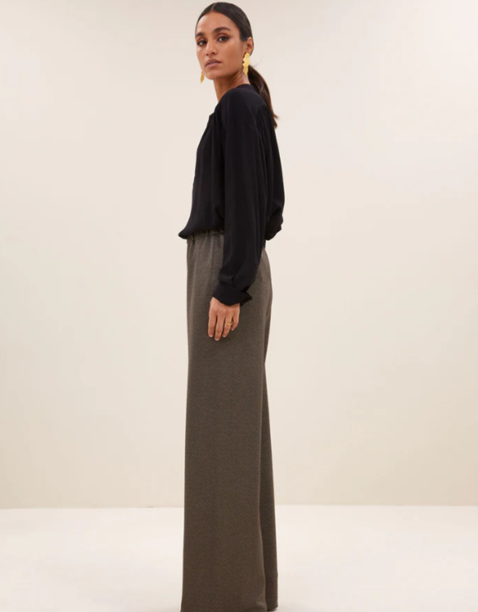 By Bar Lissa Herringbone Pants Biscuit