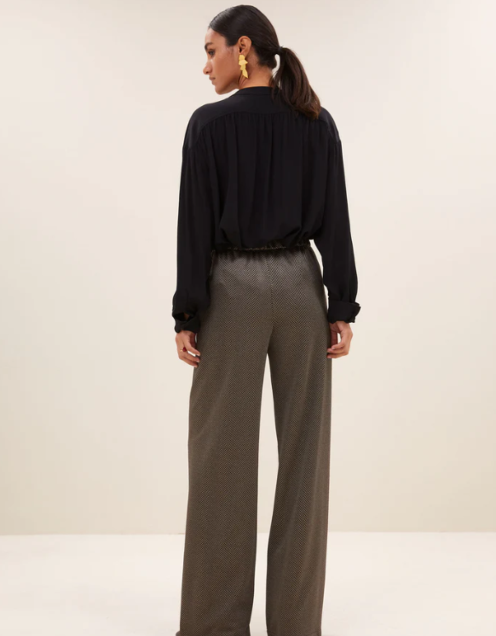 By Bar Lissa Herringbone Pants Biscuit