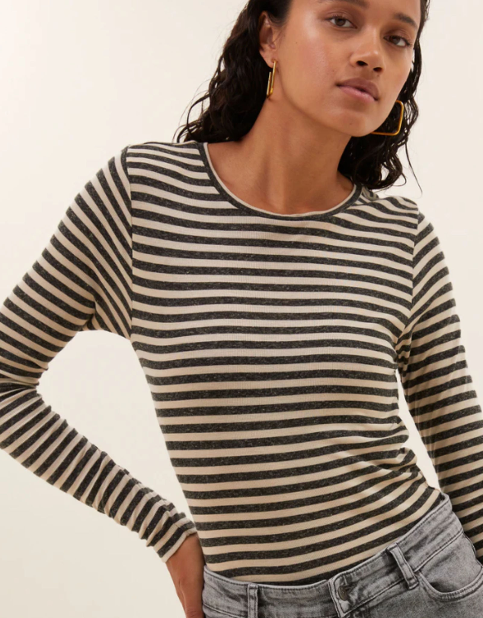By Bar Basic LS Stripe Top Chalk