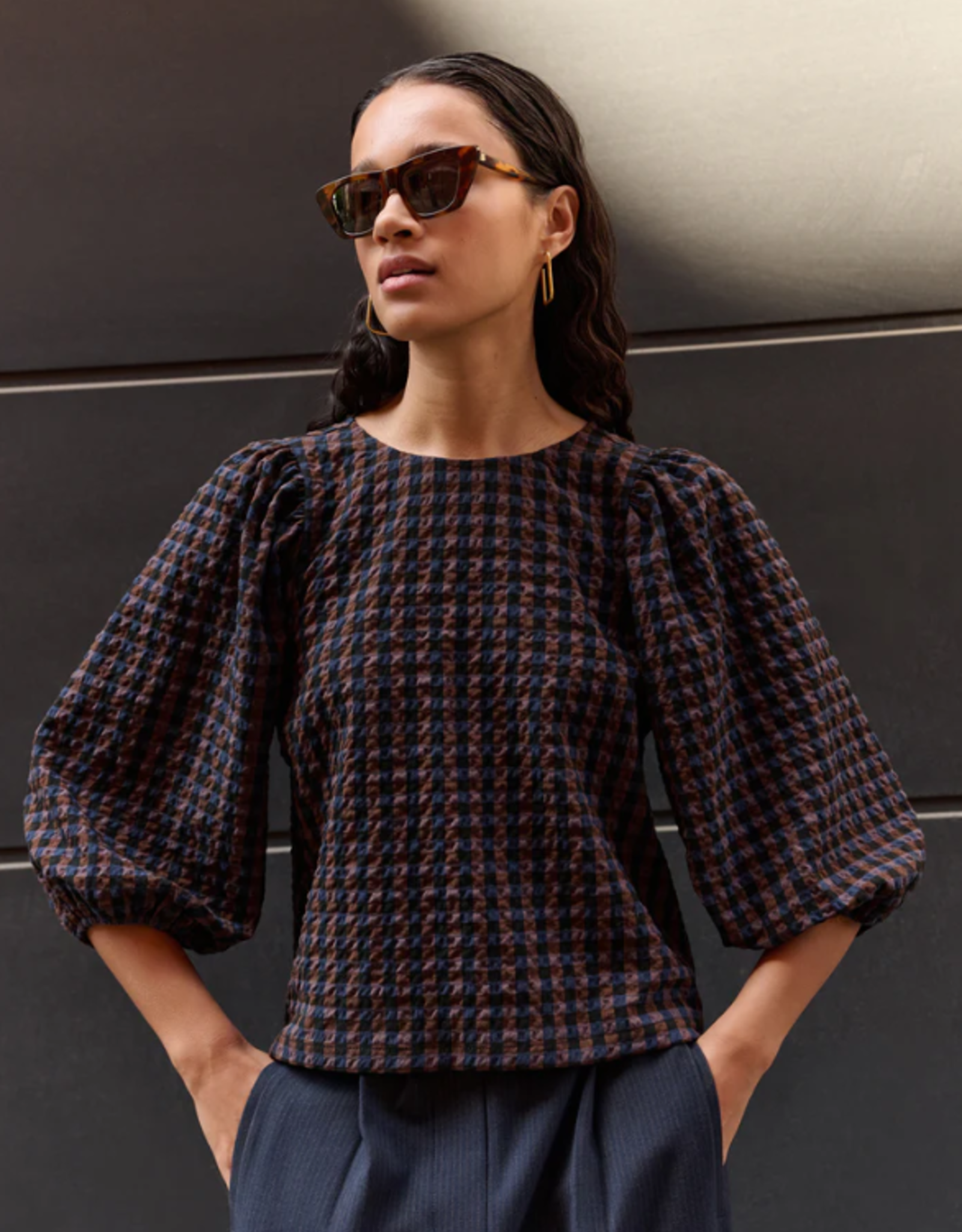 By Bar Jet Blouse Little Check