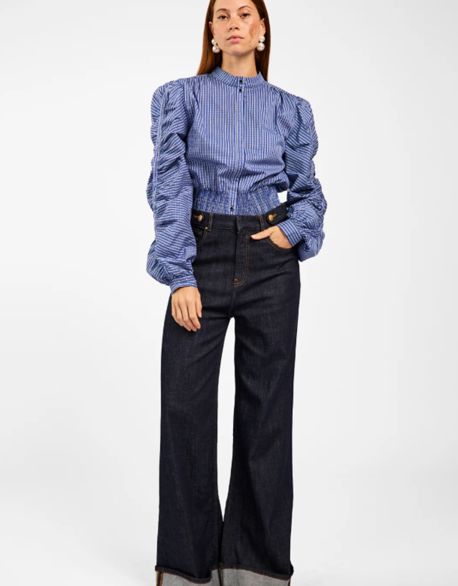 Aaiko Beaudine Check Blouse Oceana