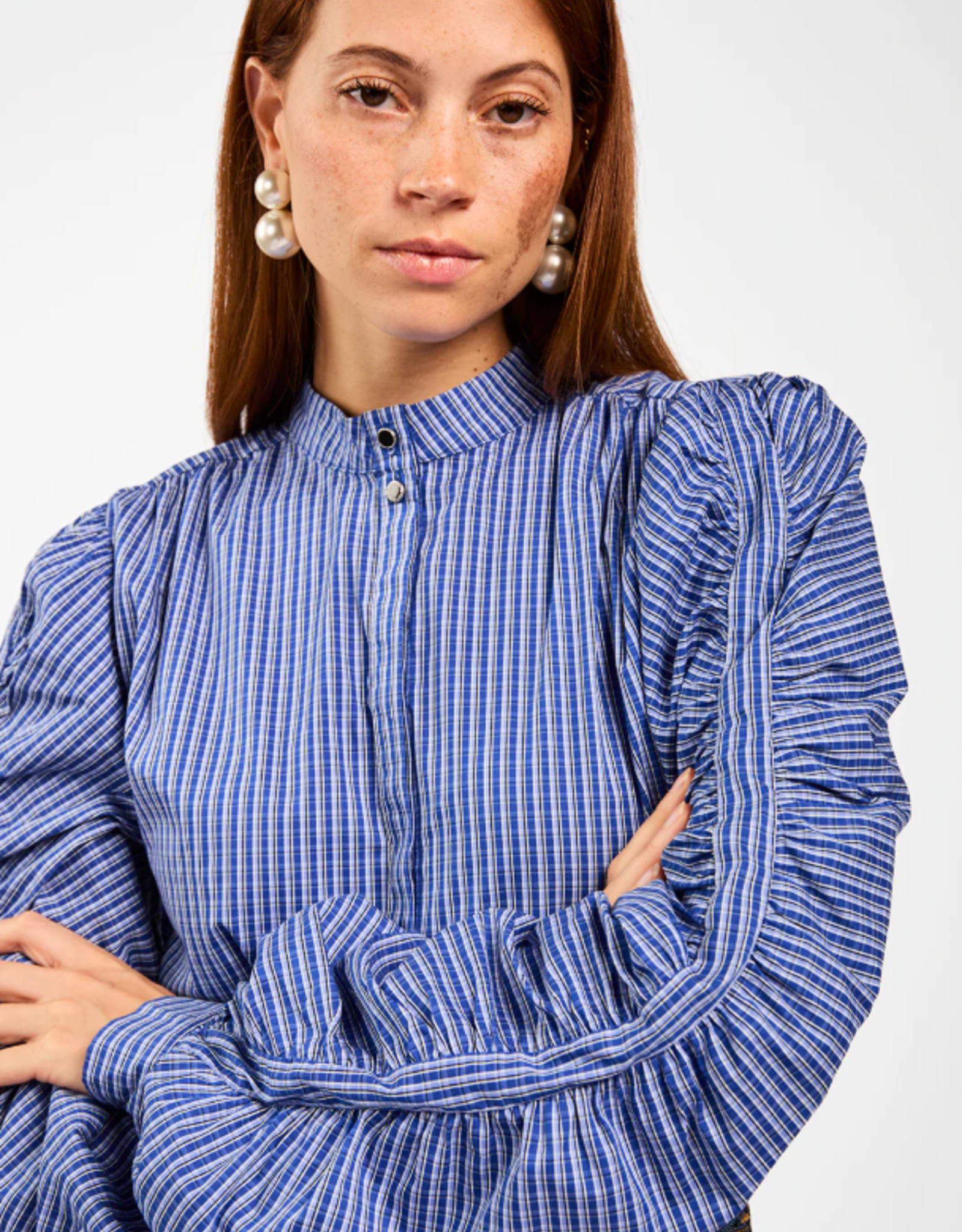 Aaiko Beaudine Check Blouse Oceana