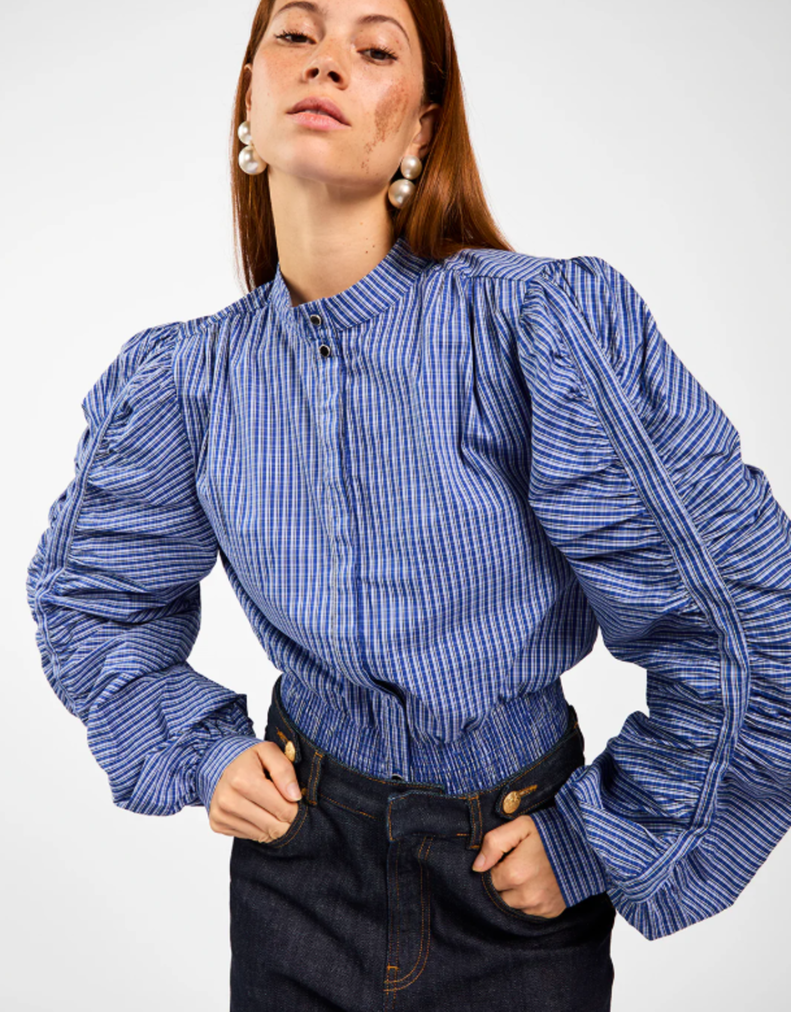 Aaiko Beaudine Check Blouse Oceana