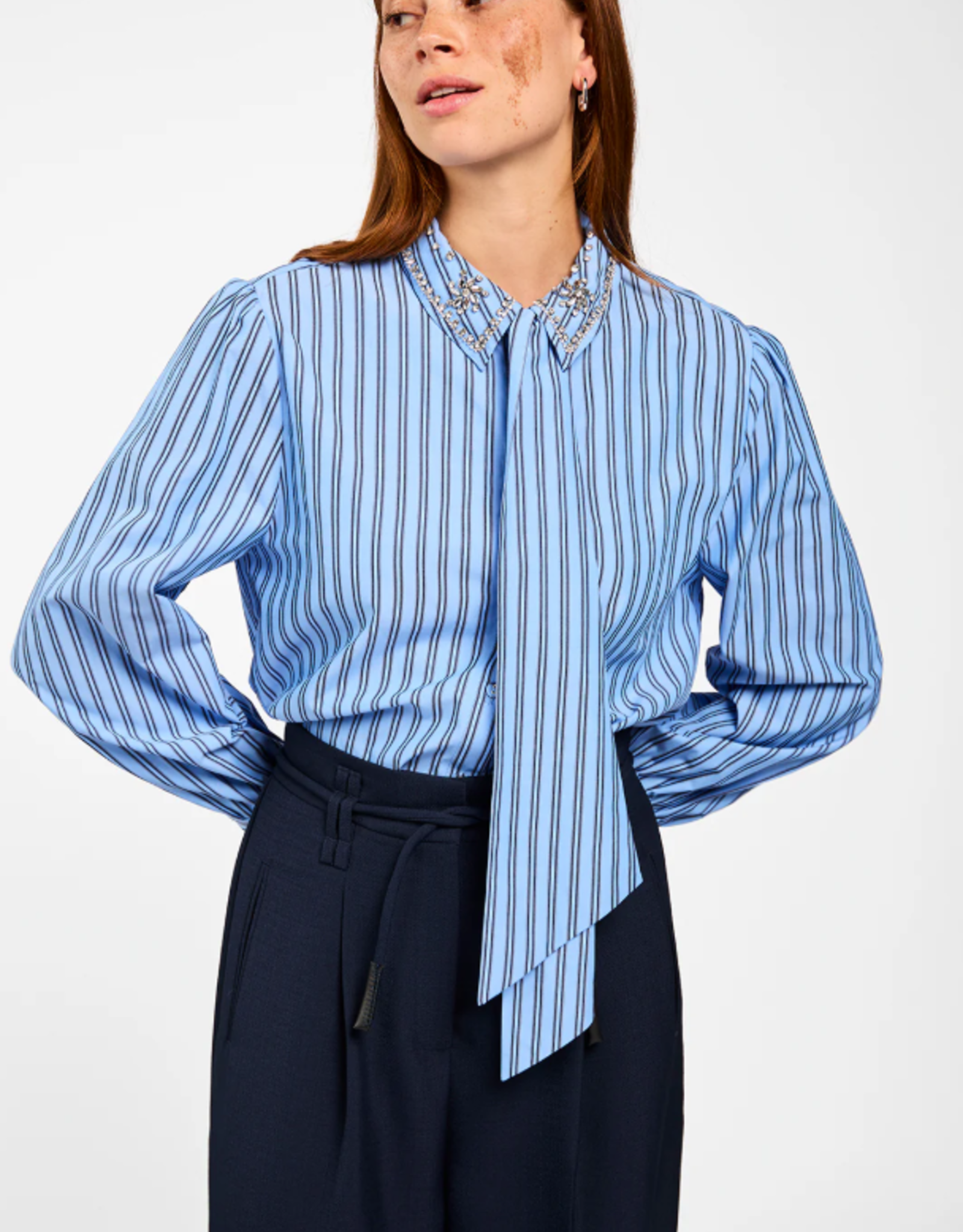 Aaiko Fenne Strass Blouse Office Blue