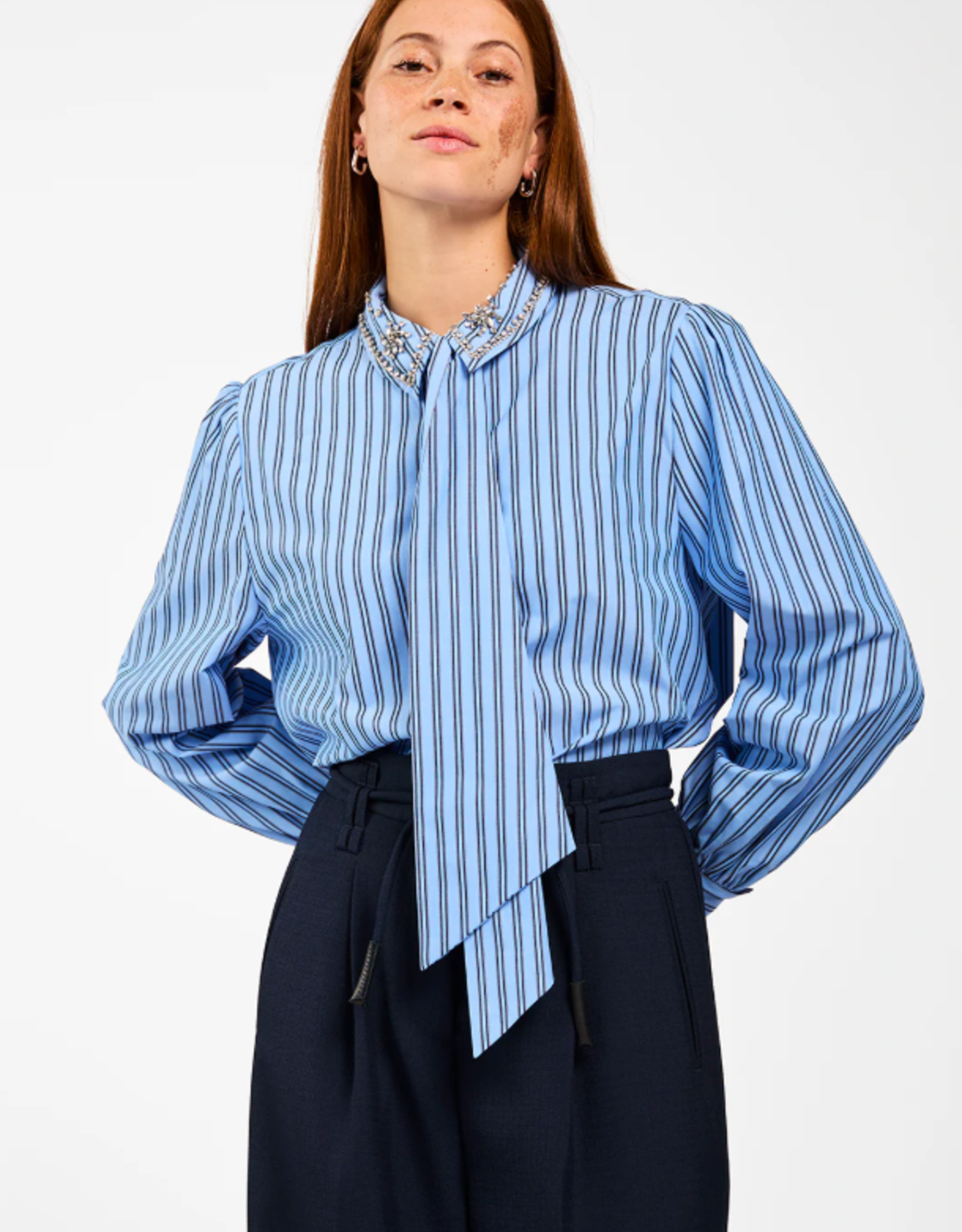 Aaiko Fenne Strass Blouse Office Blue