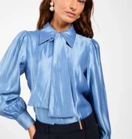 Aaiko Veronne Tie Blouse Office Blue