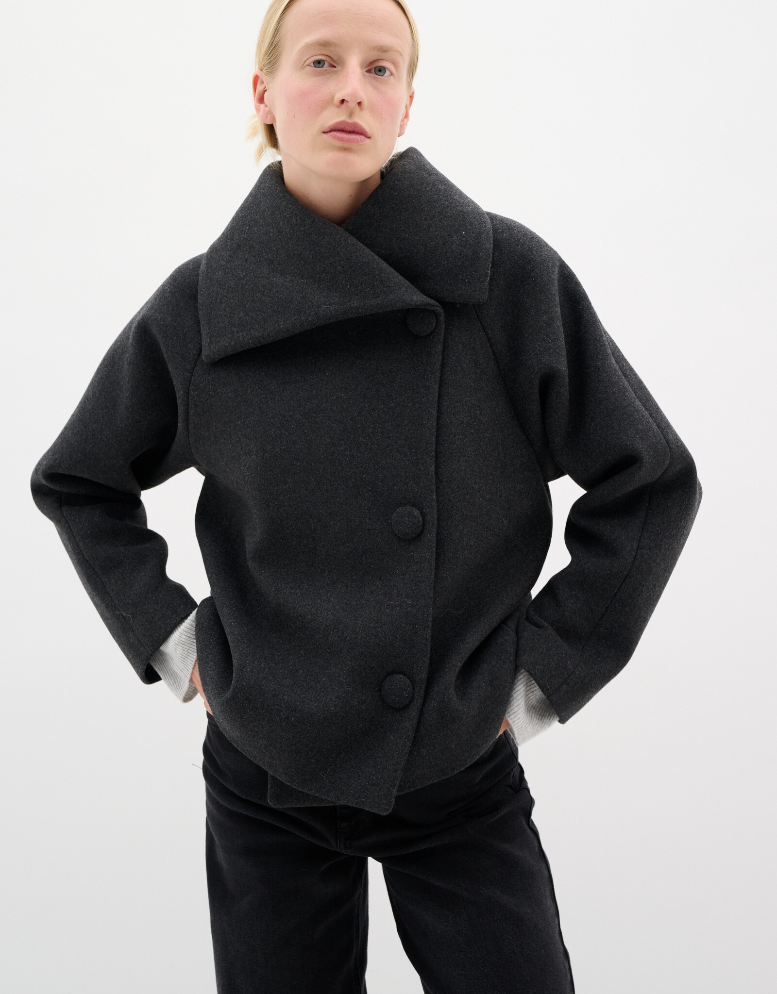 InWear Perry Short Coat R Dark Grey Melange