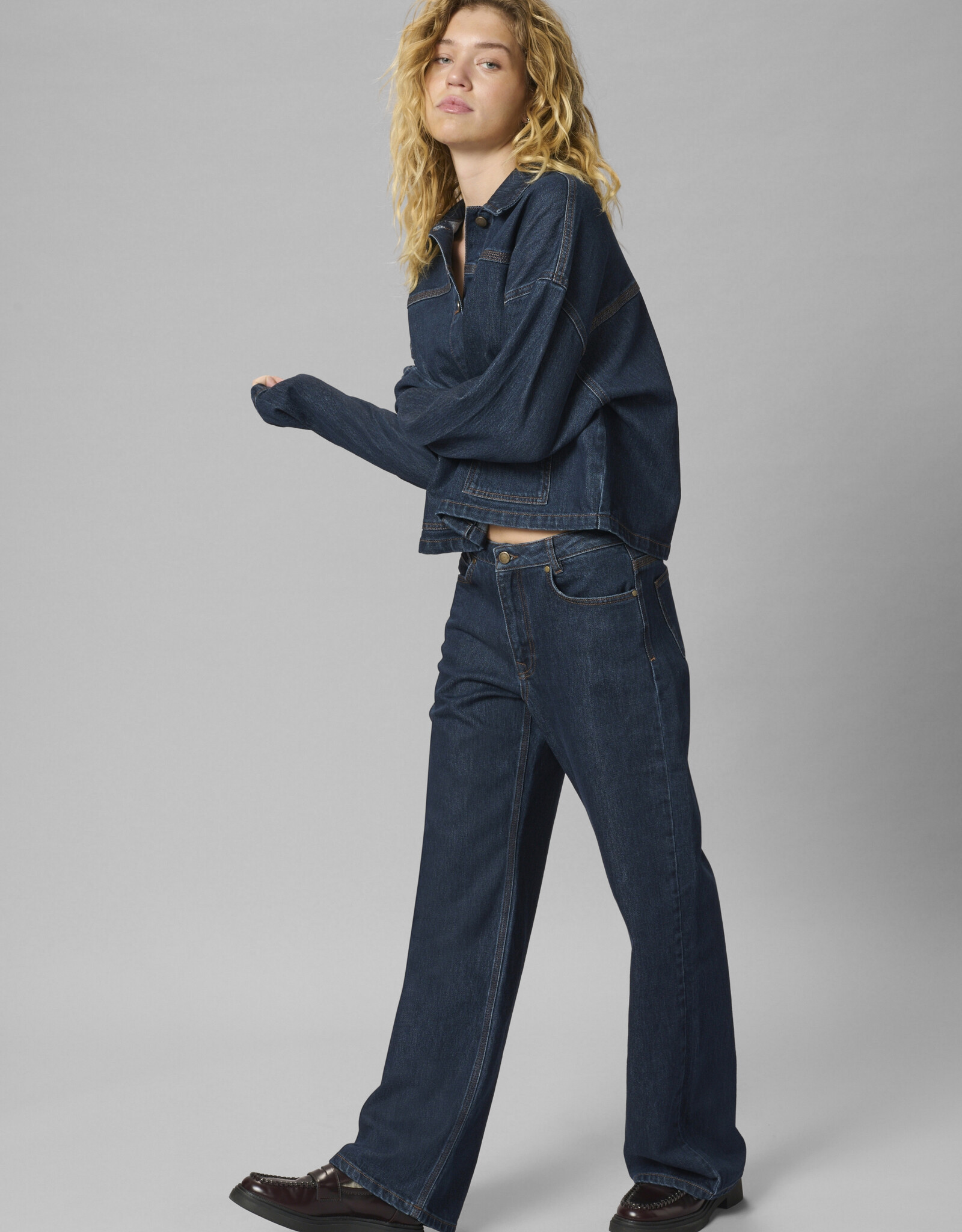 My Essential Wardrobe Malle 139 Deco Denim Jacket Dark Blue Un Washed