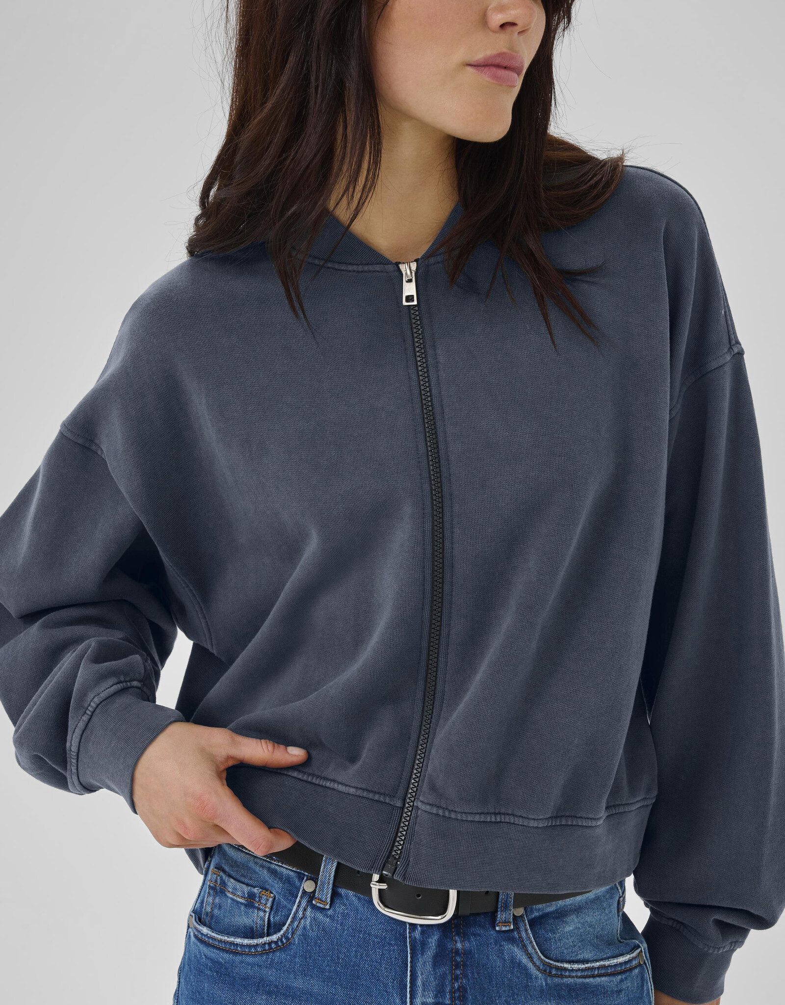 My Essential Wardrobe Meta Short Sweat Jacket Dark Grey