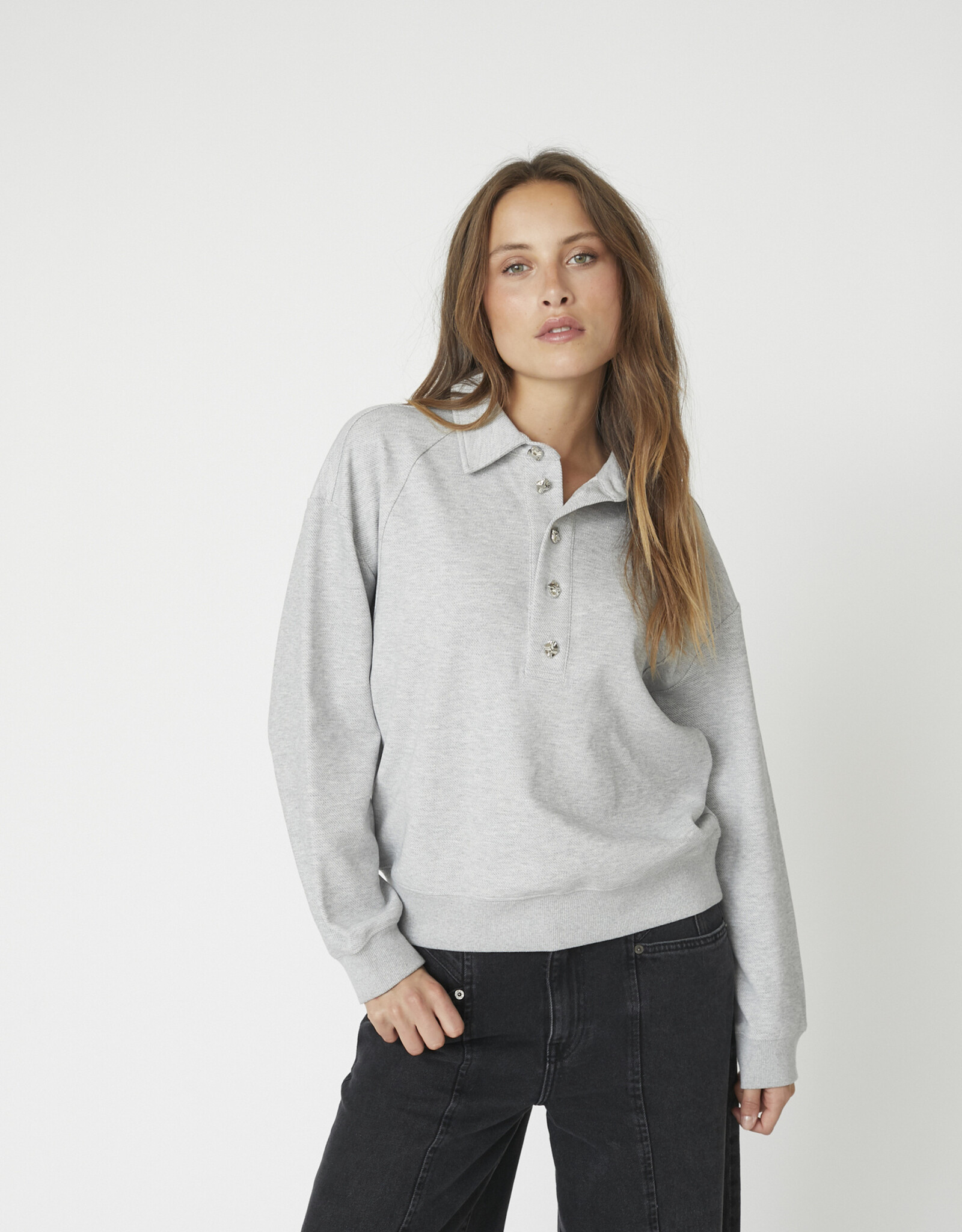 Co'Couture Dengi Polo Sweat Pale Grey