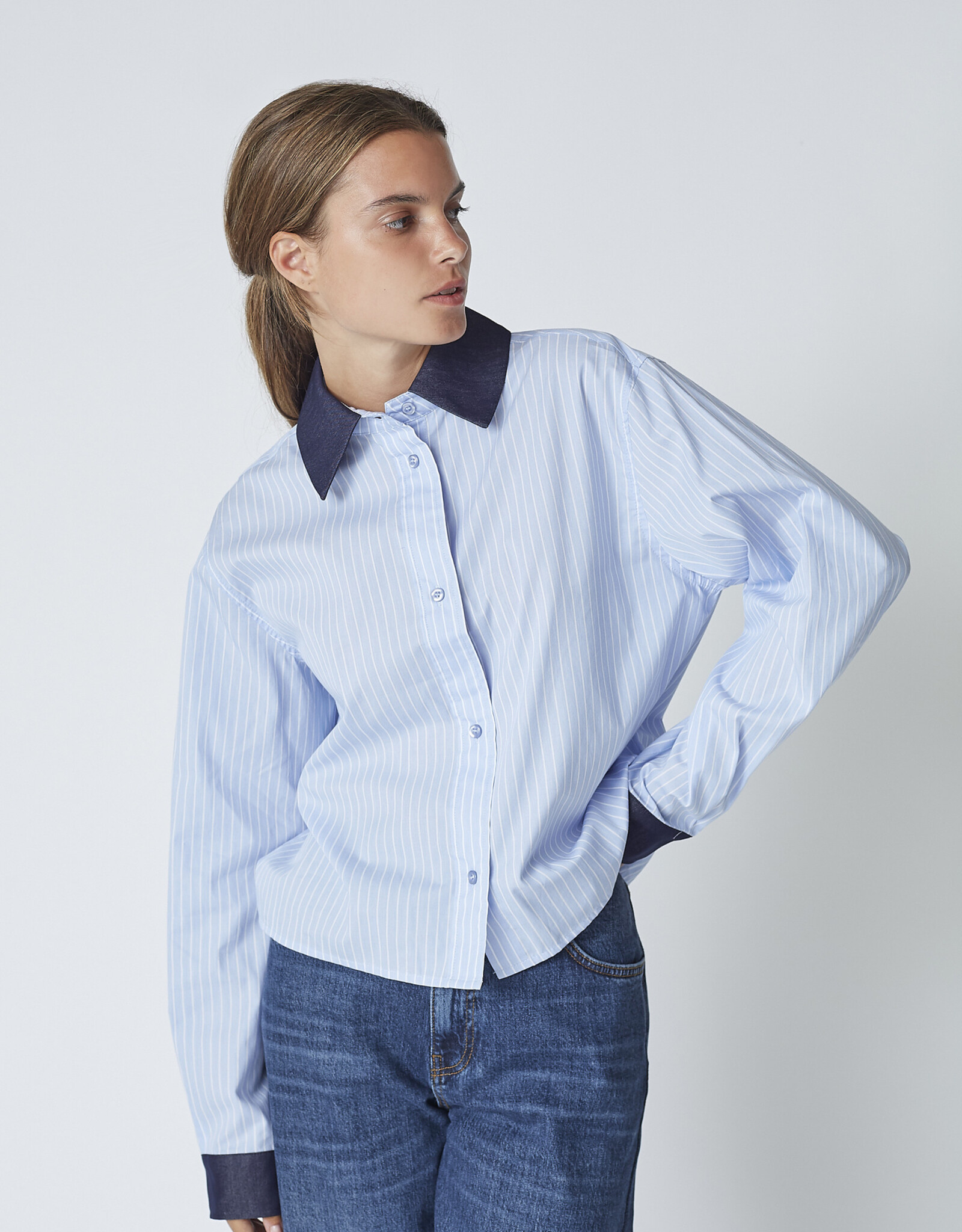 Co'Couture Nelson Stripe Shirt Pale Blue