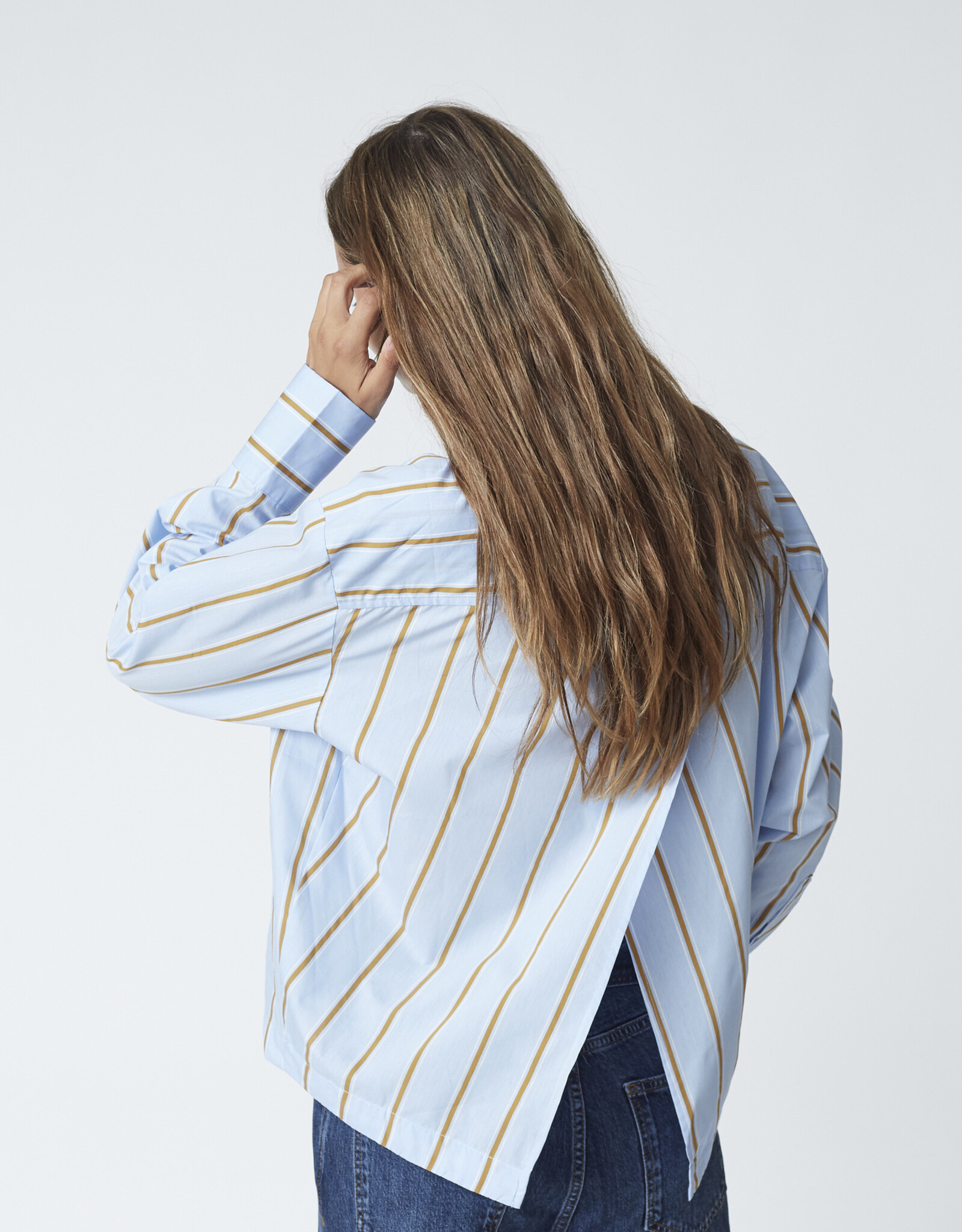 Co'Couture Amora Stripe Tie Shirt Pale Blue