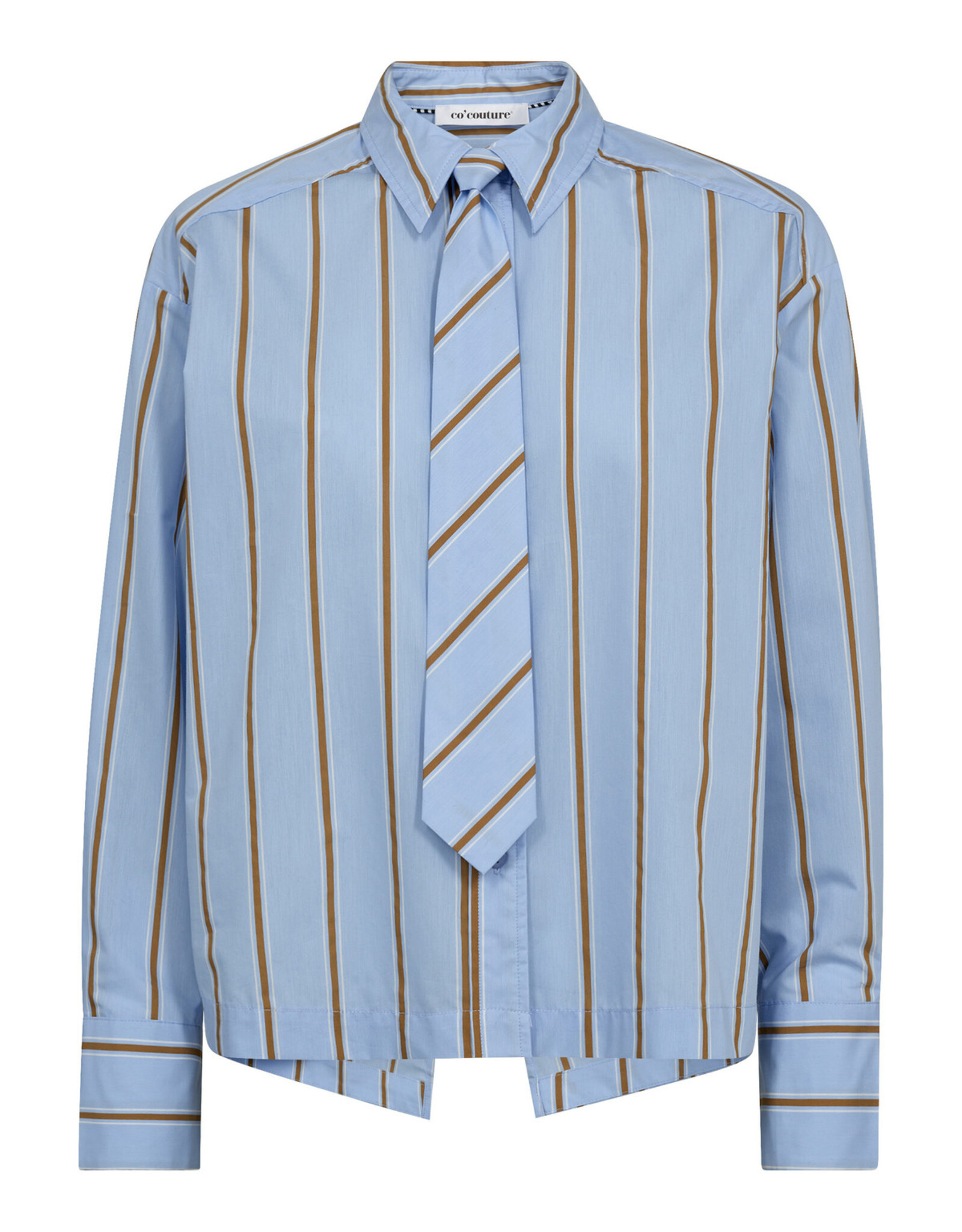 Co'Couture Amora Stripe Tie Shirt Pale Blue