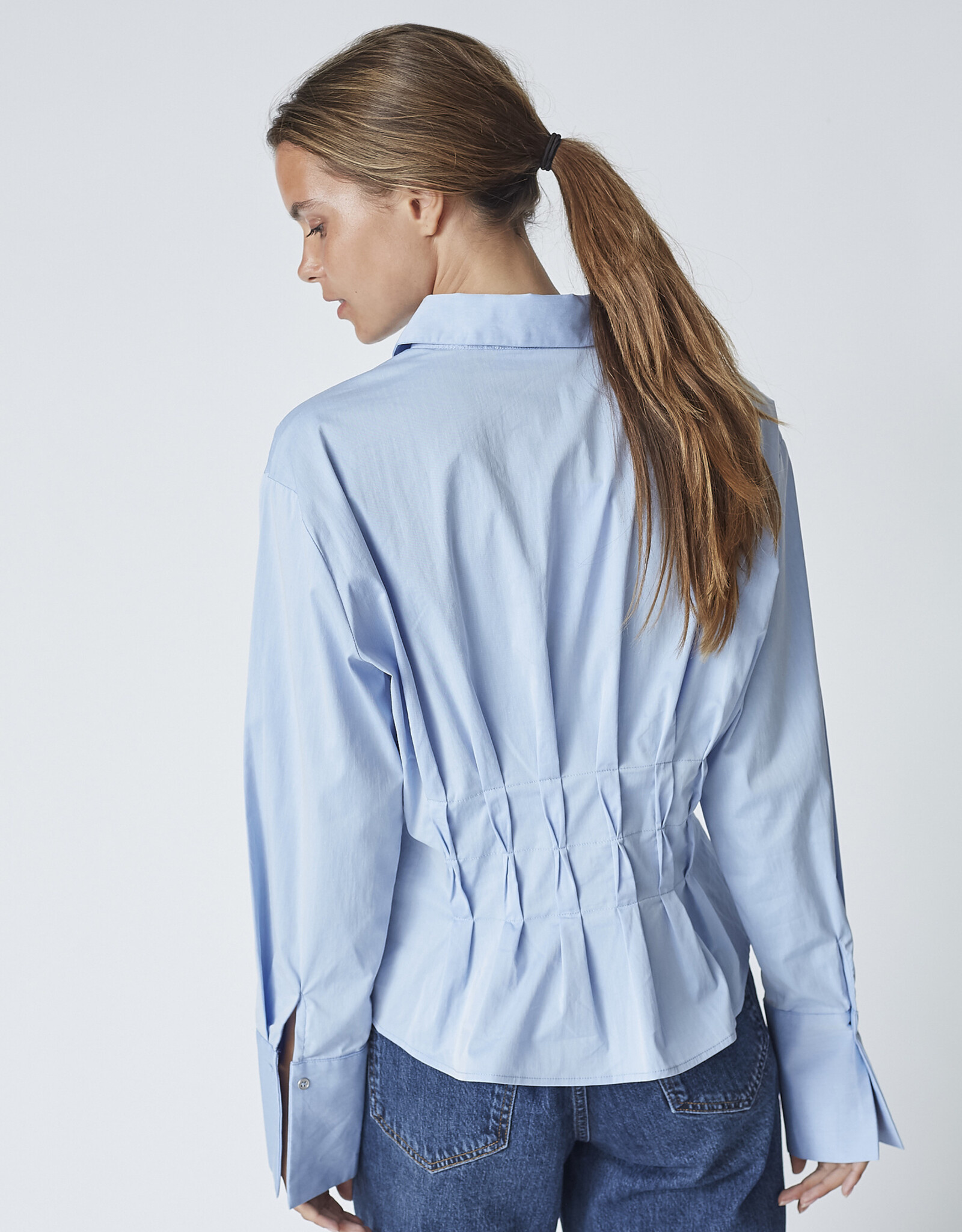 Co'Couture Poppy Pleat Waist Shirt Pale Blue