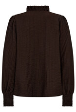 Co'Couture Shina Frill LS Shirt Dark Brown