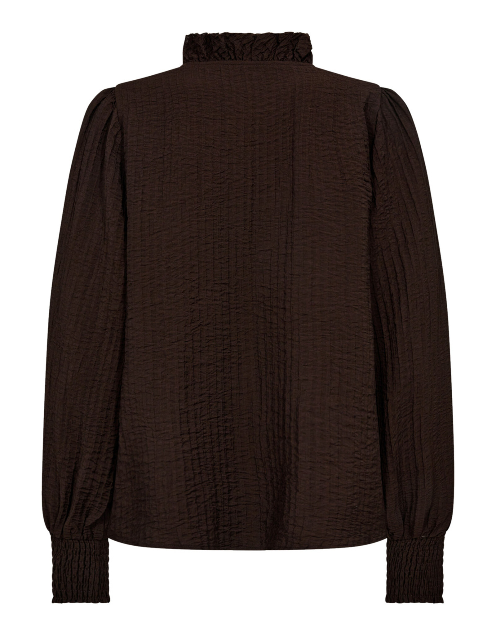 Co'Couture Shina Frill LS Shirt Dark Brown
