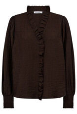 Co'Couture Shina Frill LS Shirt Dark Brown