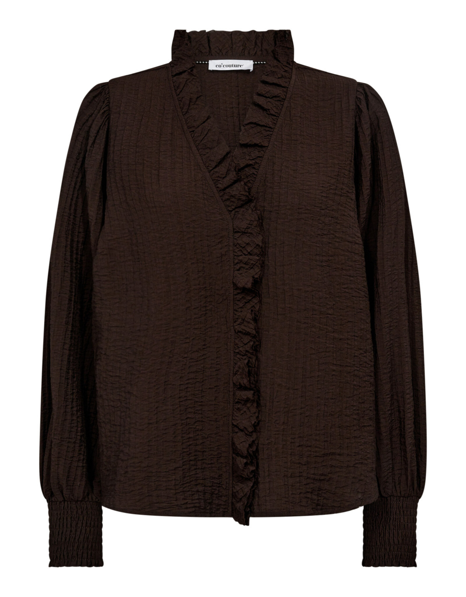 Co'Couture Shina Frill LS Shirt Dark Brown