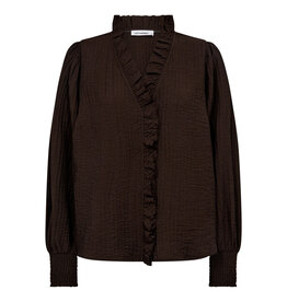 Co'Couture Shina Frill LS Shirt Dark Brown