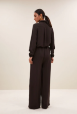 By Bar Donna Satin Stripe Blouse Cafe Noir