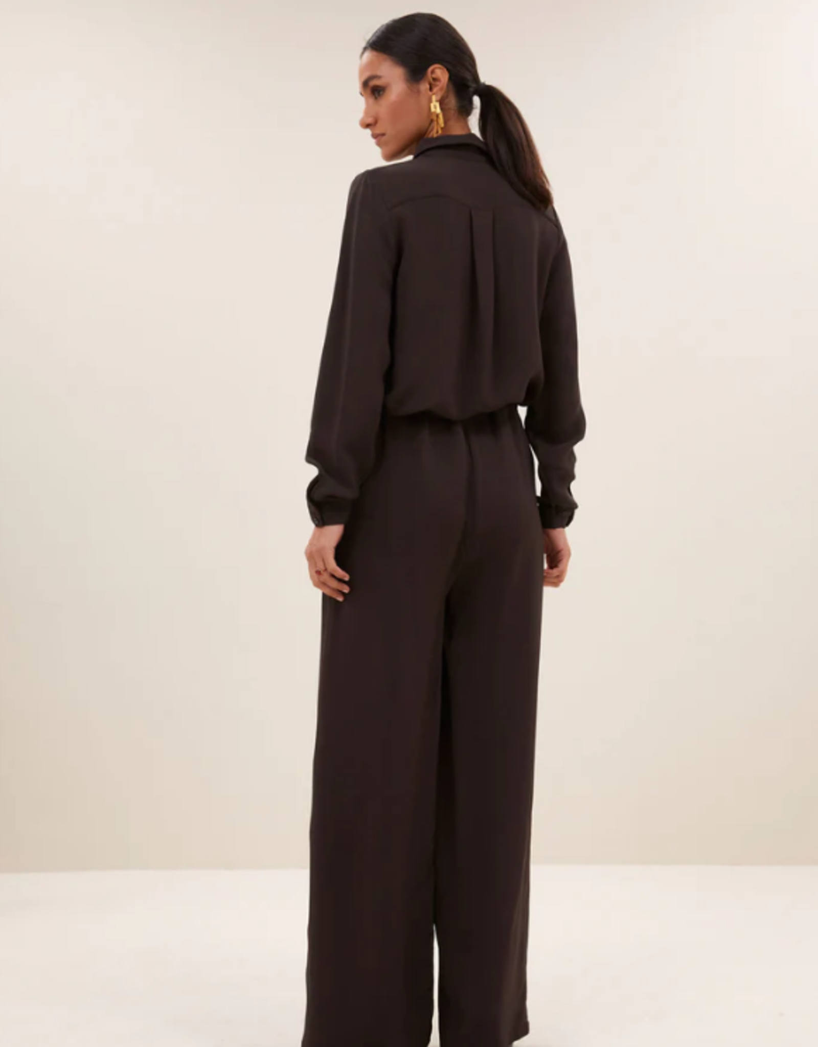 By Bar Donna Satin Stripe Blouse Cafe Noir