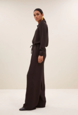 By Bar Donna Satin Stripe Blouse Cafe Noir