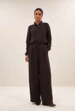 By Bar Donna Satin Stripe Blouse Cafe Noir