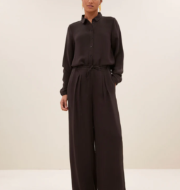 By Bar Donna Satin Stripe Blouse Cafe Noir