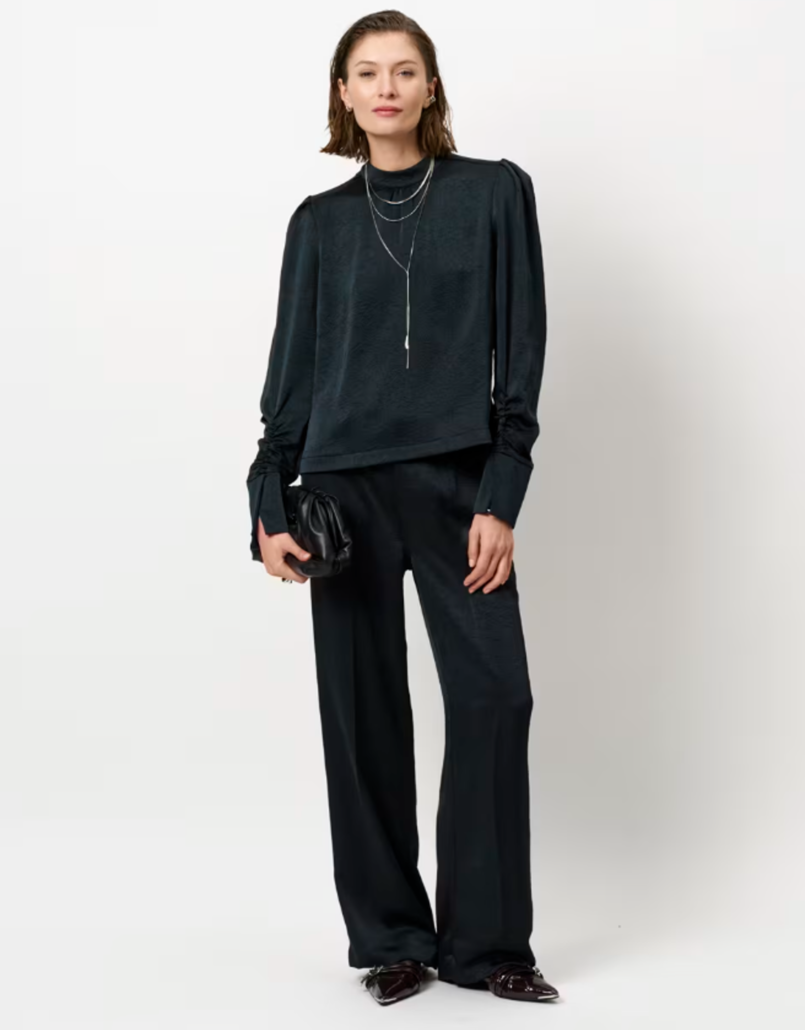 Dante 6 Jules Creased Satin Pants Midnight Green