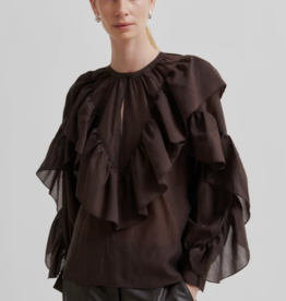 Second Female Fria Frill Blouse Chocolate Plum