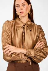 Aaiko Veronne Tie Blouse Bison Brown